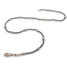 Sterling Silver Antiqued Fancy Chain & Ball Ankle Bracelet