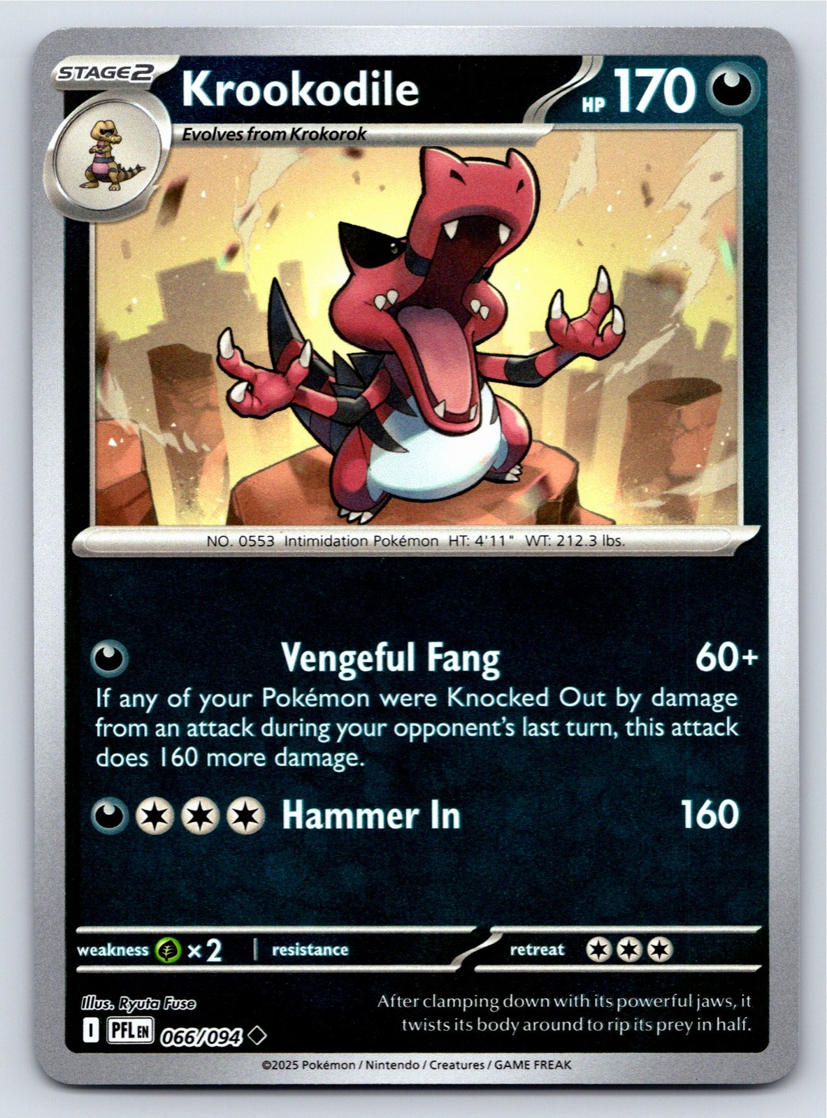 Phantasmal Flames - NM - Krookodile 066/094 Reverse Holo US Seller