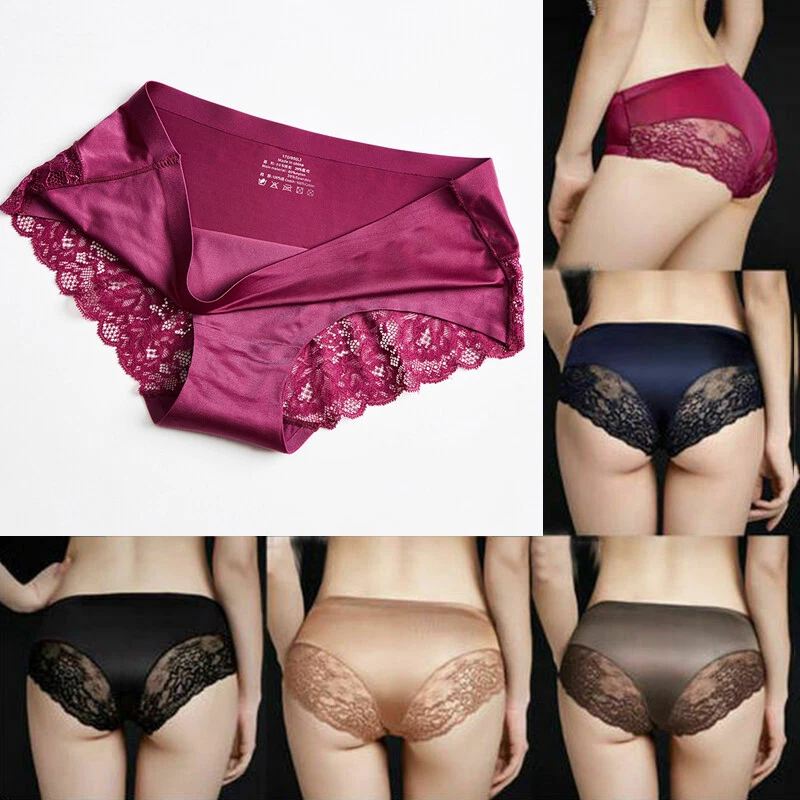 Sexy Lace Panties Women Silk Underwear Plus Size Spender Perempuan