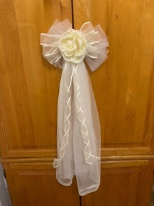 Ivory Tulle Wedding Pew Bow Decorations 16 pieces