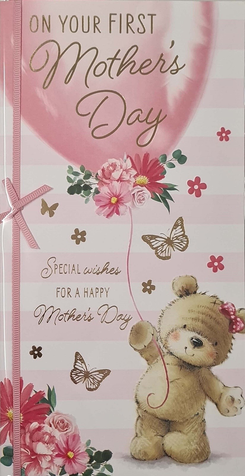 Happy Mother's Day Card On Your First 1st Mother's Day Cute Bear Butterflies
