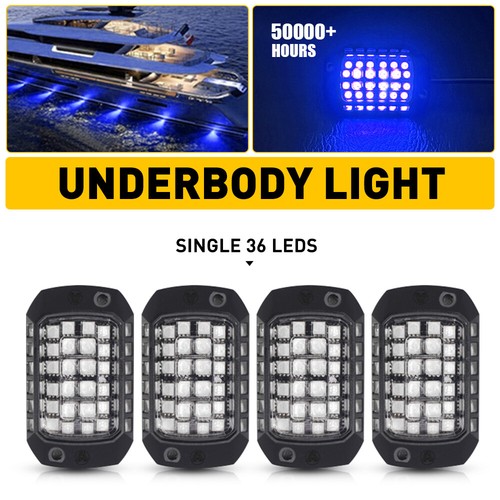4X Blue 36 LED Rock Light Underbody Trail Rig Glow Lamp Offroad SUV Pickup Truck - Picture 14 of 14