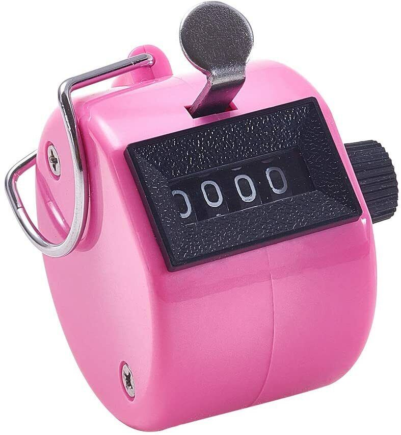 4 Digit Number Dual Clicker Golf Hand Tally Counter pink Handy Convenient