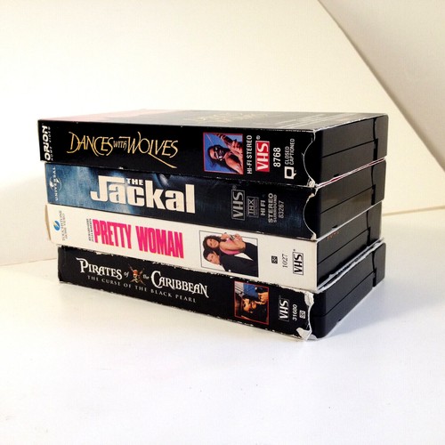 (4) Vintage Movie Lot VHS The Jackal Pretty Women Dancing w Wolves Black Pearl - Picture 9 of 11