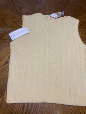 Vintage New With Tags Womens Pendleton USA Made Wool Yellow Cable Sweater Vest L