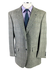 42R Jos A Bank Mens Vintage 2 Button Wool Cashmere Blazer Sport Coat Glen Check