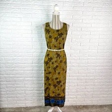 Vintage Jessica Howard Floral Print Sleeveless Maxi Dress Sz 6 Green Brown Blue