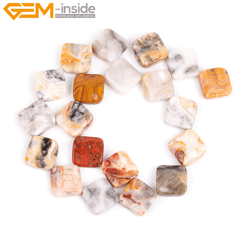 Square Diagonal Twist Assorted Colors Beads Jewelry Making 16mm Natural Stone - Picture 28 of 46