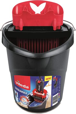 Vileda Ultramax Eimer mit PowerPresse schwarz und rot für Bodenwischer