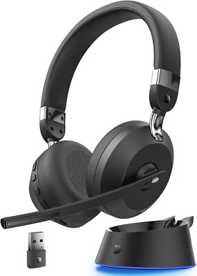 New Wireless Headset Bluetooth Noise Canceling Mic & Charging Base Fast Shipping