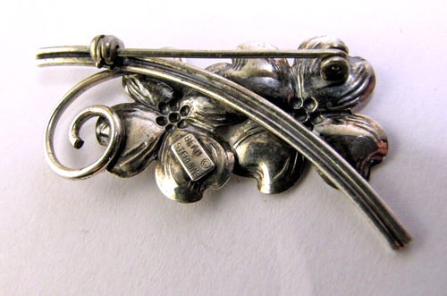 BEAU Brooch Pin Vintage Sterling Silver Dogwood Tree Flowers - Picture 2 of 3