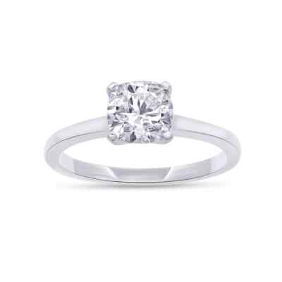 2 CT Cushion Cut Lab Grown Diamond Solitaire Ring 14k WG G-H VS-SI