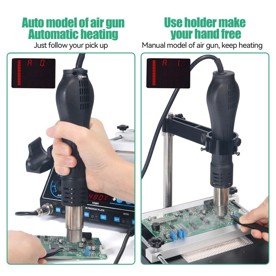 YIHUA 853AAA 3-in-1 Vorheizstation Heißluft Entlötstation Lötstation Lötkolben