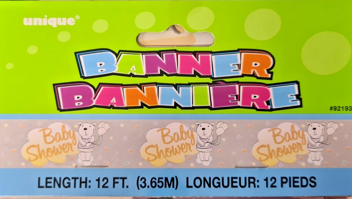 Baby Shower Party Decoration Banner 12ft Foil Balloon Gender Neutral Bear Happy