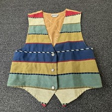 VINTAGE Mirrors Vest Ethnic Boho Embroidered Womens Large Colorful Made in USA