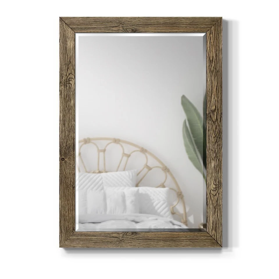 	Walnut Vanity Mirror Rectangular Barnwood Framed Wall Mirror For Home Decor	 - Image 4 of 4