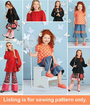 SEWING PATTERN - Sew Girls Clothes Clothing - Boho Shirt Pants Skirt Tween 1180
