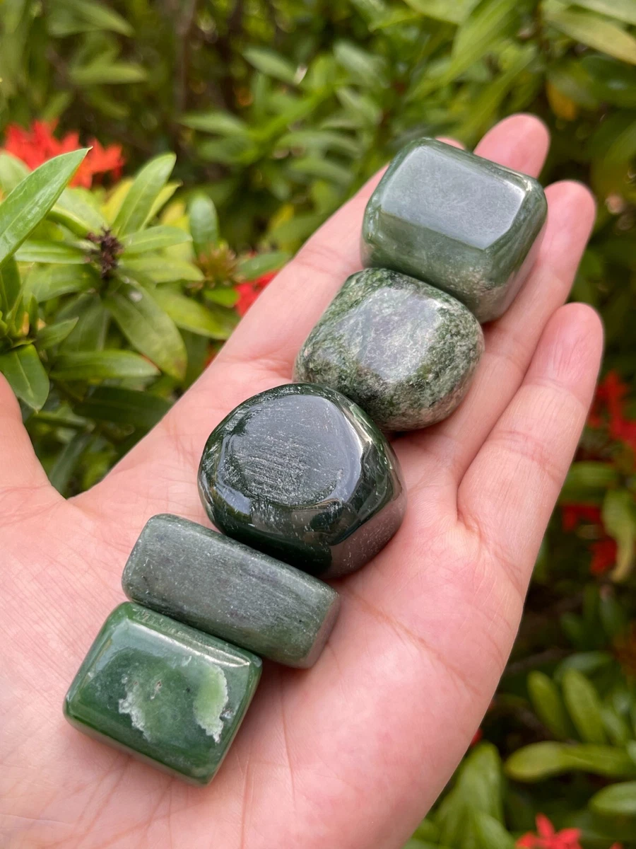 Nephrite Jade Tumbled Stones 1 1.25 Inch Nephrite Jade Crystals