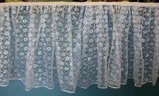Eastern King White Lace Tailored with kick pleats Bed Skirt 14" drop