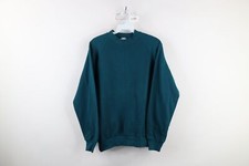 Deadstock Vtg 90s Streetwear Womens Medium Blank Crewneck Sweatshirt Teal USA