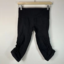 Lululemon Ebb And Flow Crop II Leggings Deep Coal Stretch Yoga Womens 6