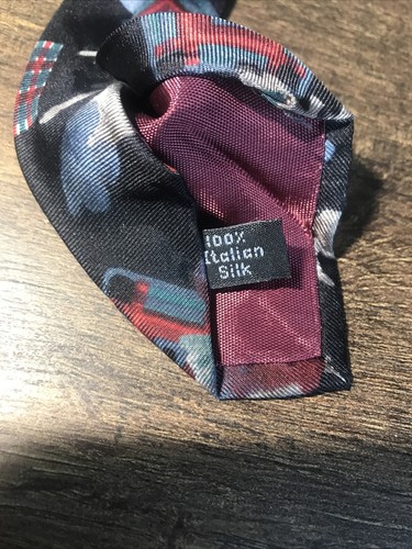 ZYLOS George Machado 100% Silk Tie Floral Blue Red Burgundy Abstract Design - Picture 4 of 7