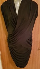Ladies Black Draped Evening Dress - Size 14- French Connection 