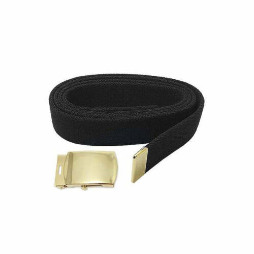 Army Belt Black Elastic with 22K Gold Plated Flash Buckle - Picture 1 of 1