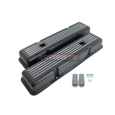 SBC Small Block Chevy Black Aluminum Ball-Mill Tall Valve Cover SBC 327 350 400