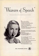 Bell Telephone System Weavers of Speech Poem Lady Operator Vintage Print Ad 1947