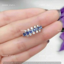 Real 925 Sterling Silver 2.00CT Round Cut Lab-Created Blue Topaz Engagement Ring