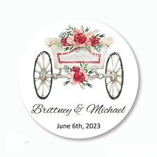 Bridal Carriage Wedding Favors Labels Seals Tags Wedding Coach Stickers 4Sizes