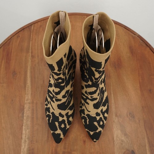 Louise Et Cie Womens Vachel Ankle Boots Kitten Heel Leopard Knit Pointed Toe 5.5 - Picture 6 of 9