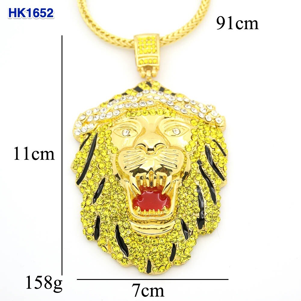 Hip-Hop Jewelry Extra Large Size Lion Head Bling Bling Stone