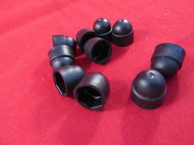 20er PACK, M6 (6mm) SCHWARZ, MUTTER & SCHRAUBE KUNSTSTOFF/NYLON ABDECKKAPPE - 10mm SCHLÜSSELGRÖSSE