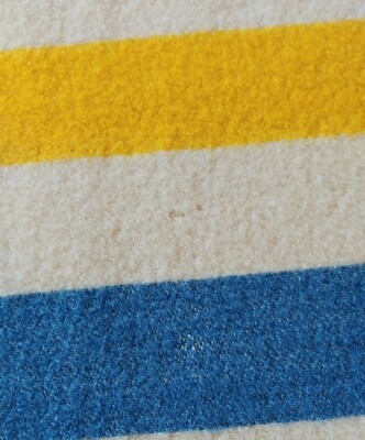 Wool Blanket Orrlaskan Red Yellow Blue Cream VTG USA 65x75 Hudson
