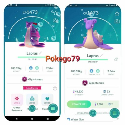 Pokémon Go - Shiny Gigantamax  Lapras (Trade 20k stardust or P.T.C mini)