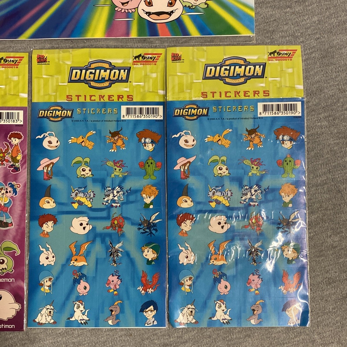 Lot De 2 Planches Autocollants Digimon - Fox Kids, Modèles C284-C Et C259B, Neuf