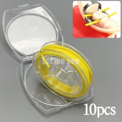 10PCS Dental Rubber Dam Stabilizing Cord Medium Wedge Clamp Elastic Sheets 2.1 m