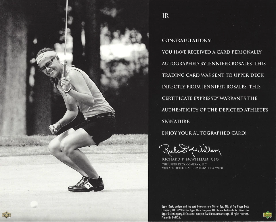 2004 Upper Deck SP Signature Golf Jennifer Rosales Signature Shots Auto 8x10 - Image 2 of 2