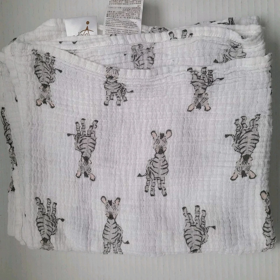 Juego de manta de recepción de bebé Aden Anais de muselina de algodón tigre elefante cebra Foto 2 de 4