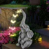 AußEnleuchte Solarlampe Dekoleuchte Grau Garten Skulptur Tierfigur Led Elefant