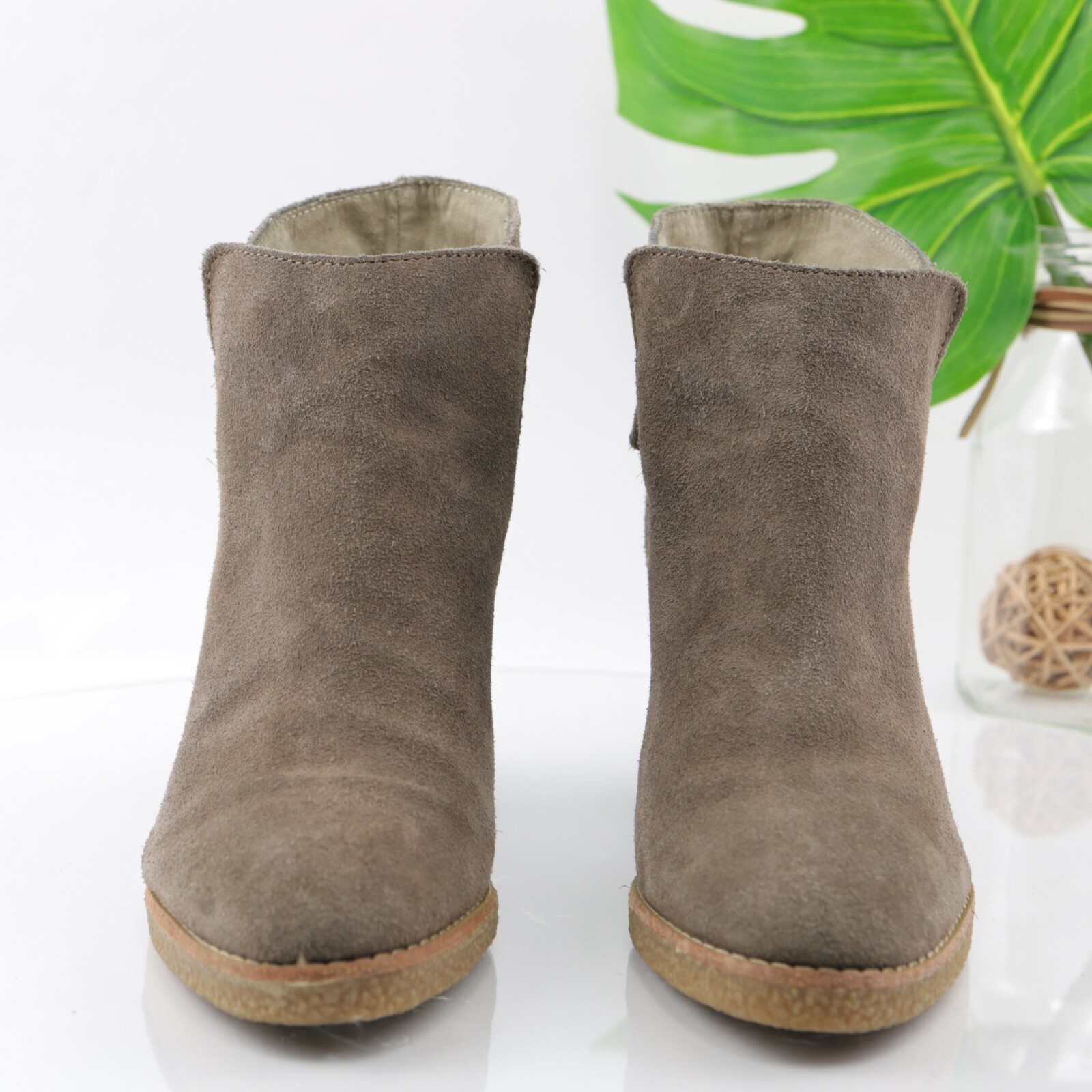 SAOLA Stivali GAP donna Lucy taglia 8 grigio scamosciato tacco a blocco tacco a blocco stivaletto suola crepe