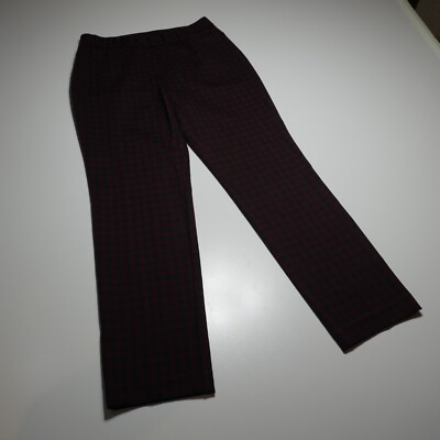 J. Jill Pants Womens XSP Slim Leg Ponte Maroon Gingham Curvy Smart Work Trouser