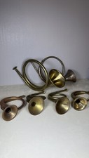 Set Horn Bugle Brass Coated Hanging Wall Decor Vintage Set Of 2 Large 4 Small