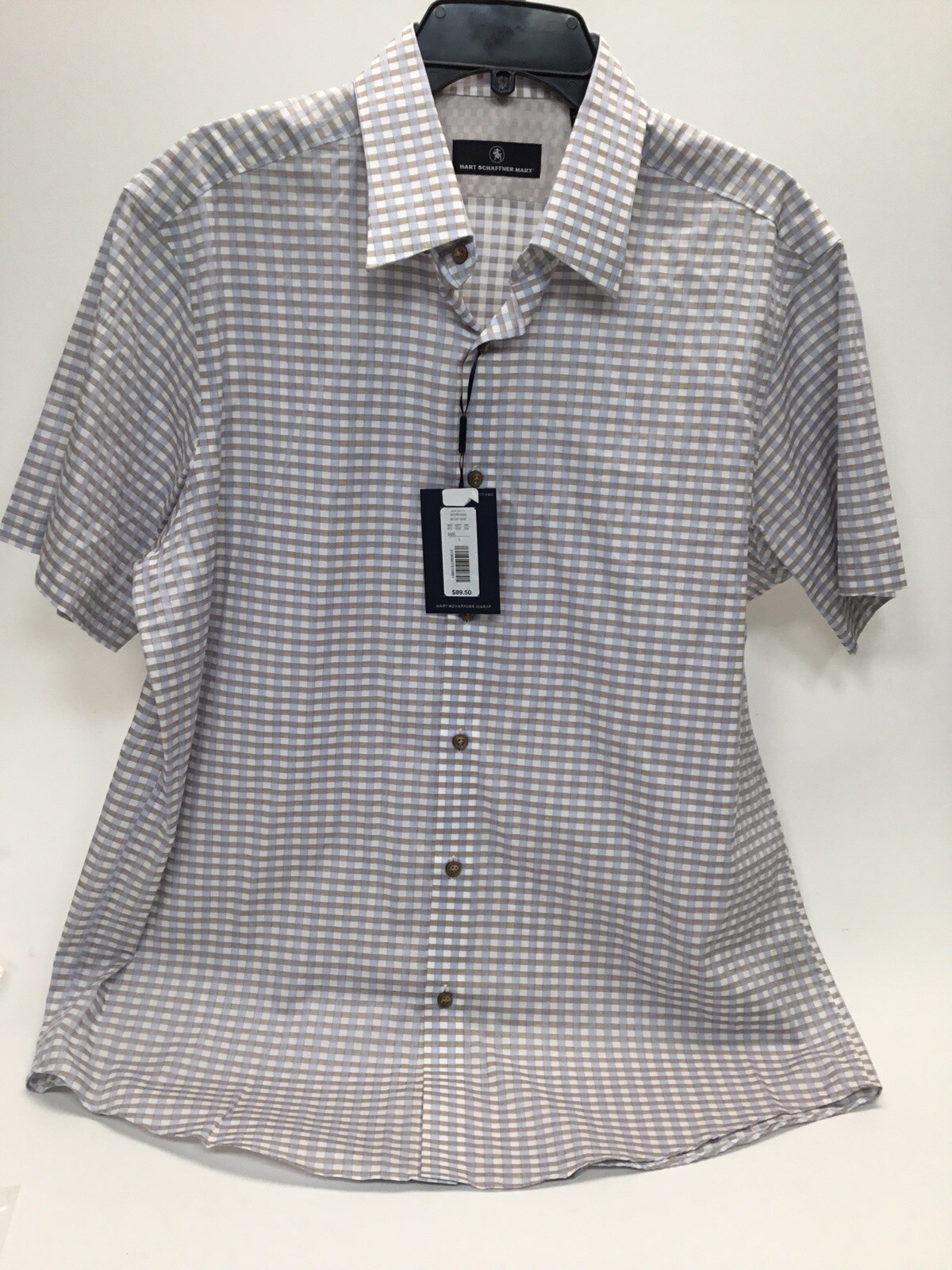 Hart Schaffner Marx С коротким рукавом и отложным воротником в клетку с принтом в горошек [Спортивная рубашка ]