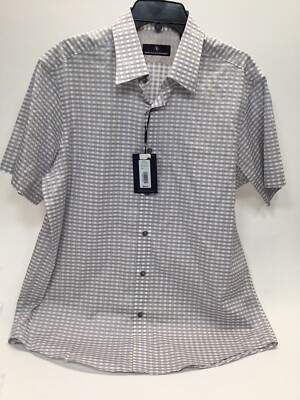 Hart Schaffner Marx Short Sleeve Spread Collar Dot Plaid Printed [Sportshirt ]