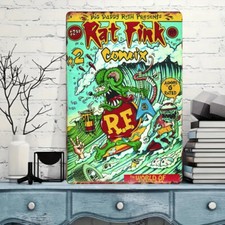 1pc Vintage Metal Iron Sign, Rat Fink Surf Iron, Wall Art Decor, Retro Garage Wa