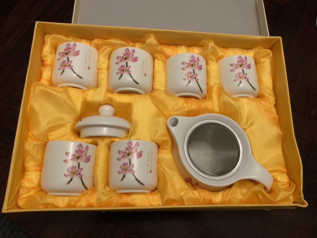 Chinese Tea Pot with Lid And Six Tea Cups | eBay