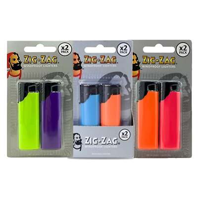 2 x Zick-Zack winddichte nachfüllbare Feuerzeuge (Einzelpack) verschiedene Farben